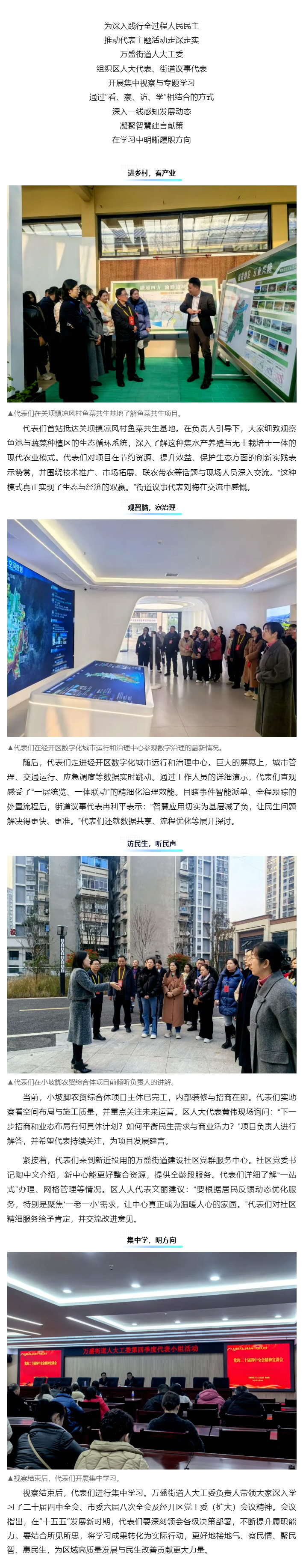 代表主题活动 _ 万盛街道人大工委：一线视察汇民智 学习赋能促履职